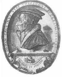 The first rendition with only the motto prompte et sincere appeared in 1566 on this portrait made two years after Calvin's death.