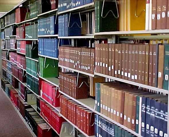 Shelves of books at the library
